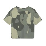 1 Custom Casual Digital Printing O Neck Short Sleeve Crop Top