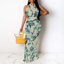 1 Custom Casual Digital Printing Sleeveless O Neck Maxi Dresses