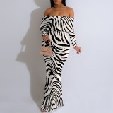 1 Custom Casual Digital Printing Off Shoulder Evening Dresses