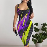 1 Custom Casual Digital Printing Sleeveless U Neck Midi Dresses