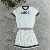 Super Soft High Elastic Knitted Pleated Skirt Set