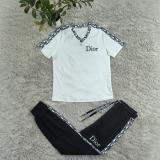 Casual Embroidered V-Neck Short Sleeve Top Trousers Set