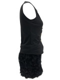 Casual Single breasted Sleeveless Top Skirt Set