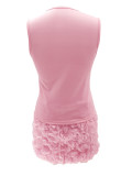 Casual Single breasted Sleeveless Top Skirt Set