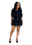 Casual Single breasted Sleeveless Top Skirt Set