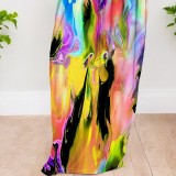 1 Custom Casual Digital Printing Straps Long Dress with Pocket