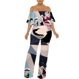 1 Custom Casual Digital Printing Off Shoulder One Piece Jumpstuis with Pocket
