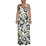 1 Custom Casual Digital Printing Halter One Piece Jumpstuis with Pocket