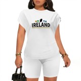 1 Custom Casual Digital Printing Letter Summer Collection Short Set