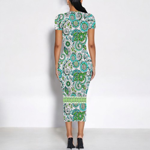 1 Custom Casual Digital Printing Short Sleeve Mid Dress