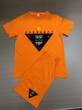 Summer High Quality Cotton Mens Print O Neck Sweatshirt Shorts Set