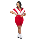 2pcs Casual Sports Short Batwing Sleeves Cardigan Short Set