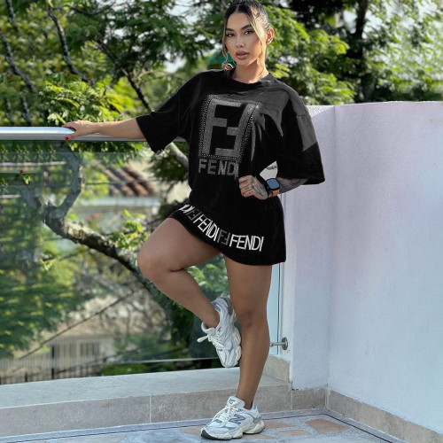 Summer New Loose Hot Drilling Embroidery Mini Dress