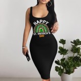 1 Custom Casual Digital Printing U Neck Sleeveless Midi Dress