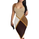 1 Custom Casual Digital Printing U Neck Sleeveless Midi Dress