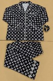 Simple Ice Silk Pajamas Two Piece Set Home Clothes