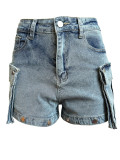 Women's Sexy Denim Pants Hollow Out Detachable Into Shorts Y2K Stretch Cargo Jeans