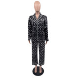 Simple Ice Silk Pajamas Two Piece Set Home Clothes