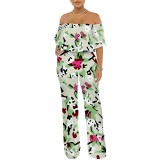 1 Custom Casual Digital Printing Off Shoulder One Piece Jumpsuits with Pockets
