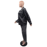 Simple Ice Silk Pajamas Two Piece Set Home Clothes