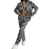 Simple Ice Silk Pajamas Two Piece Set Home Clothes