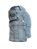 Women's Sexy Denim Pants Hollow Out Detachable Into Shorts Y2K Stretch Cargo Jeans