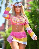 Hand-Crocheted Woolen Multi-color Skirt Two-piece Set