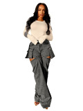 Women's Sexy Denim Pants Hollow Out Detachable Into Shorts Y2K Stretch Cargo Jeans