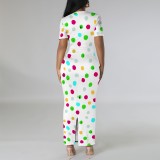 1 Custom Casual Digital Printing V Neck Long Dresses