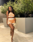 Summer Casual Contrast Knitted Shorts Set