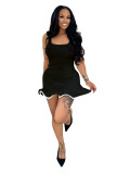 Summer Wavy Curly Slim Vest Sleeveless Mini Dress