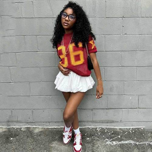 Summer Printed Mesh Letter Short Sleeve Y2K Graphics Pullover Tees