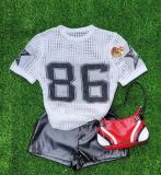Summer Printed Mesh Letter Short Sleeve Y2K Graphics Pullover Tees