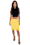 Elegant Ruched Lace Stretchy Bodycon Skirt