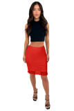 Elegant Ruched Lace Stretchy Bodycon Skirt