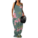 1 Piece Custom Casual V Neck Straps Long Dresses