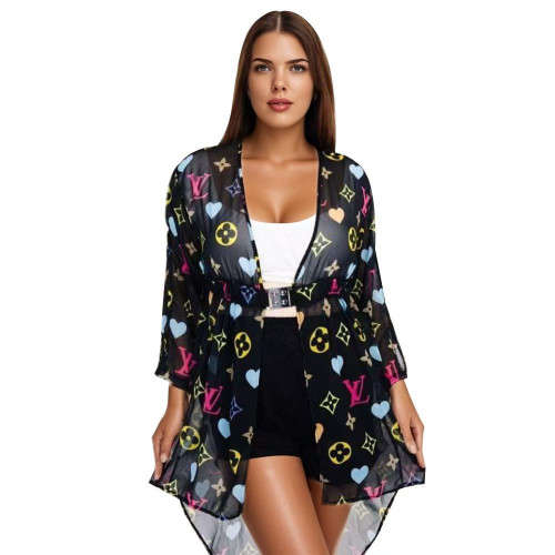 Ultra-thin Mesh Irregular Beach Cardigan With Belt
