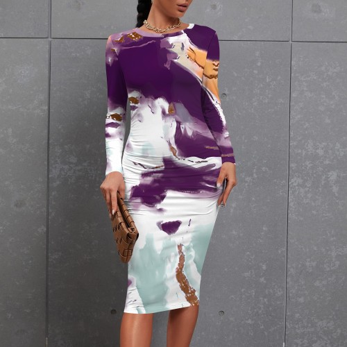 1 Piece Custom Casual Long Sleeve O Neck Midi Dresses