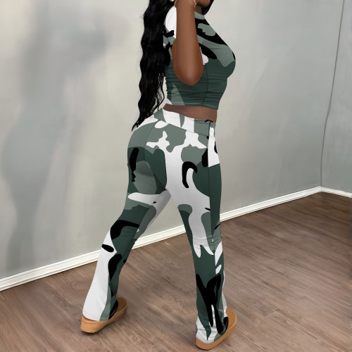1 Piece Custom Casual Short Sleeve Two Piece Pant Set
