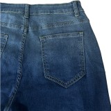 Retro Drawstring Stretch Washed Denim Mid Shorts