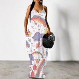 1 Piece Custom Casual V Neck Straps Long Dresses