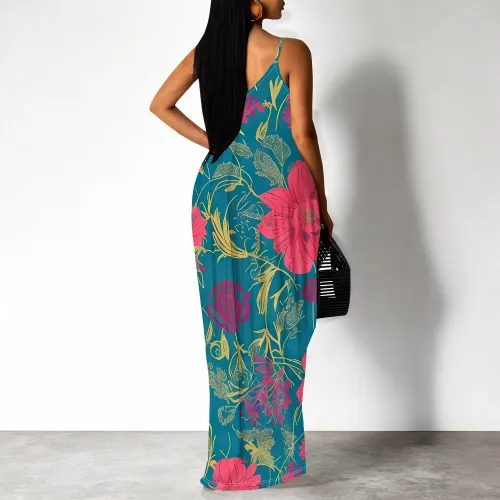 1 Piece Custom Casual V Neck Straps Long Dresses