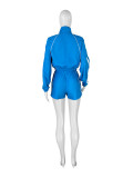 Sexy Long Sleeve Zipper Contrast Color Ribbon Two-Piece City Sport Set