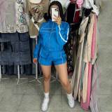 Sexy Long Sleeve Zipper Contrast Color Ribbon Two-Piece City Sport Set