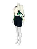 Spliced Contrast Color Zipper Long Sleeve Shorts Sports Two-piece