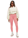 Women's Drawstring Waist Nylon Top Yoga Pants Sports Casual Two-Piece Suit