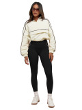 Women's Drawstring Waist Nylon Top Yoga Pants Sports Casual Two-Piece Suit