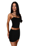 Solid Color Home Comfort Straps Skirt Set