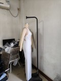 Womens Sleeveless Casual Summer Contrast Sequin Leg Cami Jumpsuit