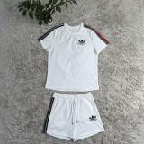 Casual Pocket Simple Embroidery Sports Short-sleeved Shorts Set